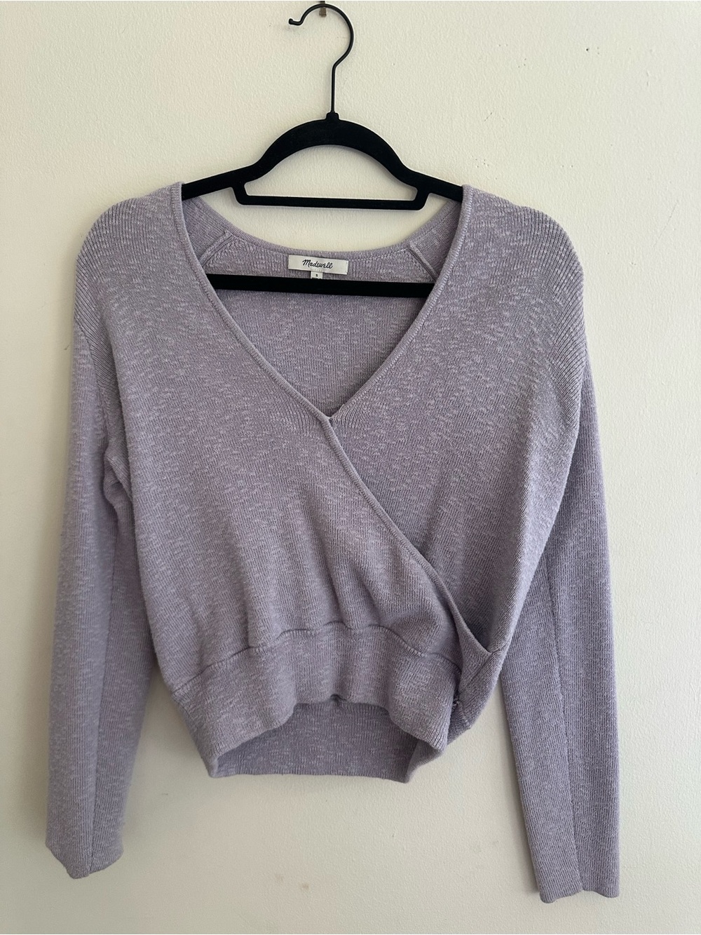Madewell Lavender Wrap V-Neck Knit Sweater ballet style